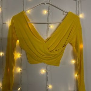 Yellow cross crop top from fashion nova
